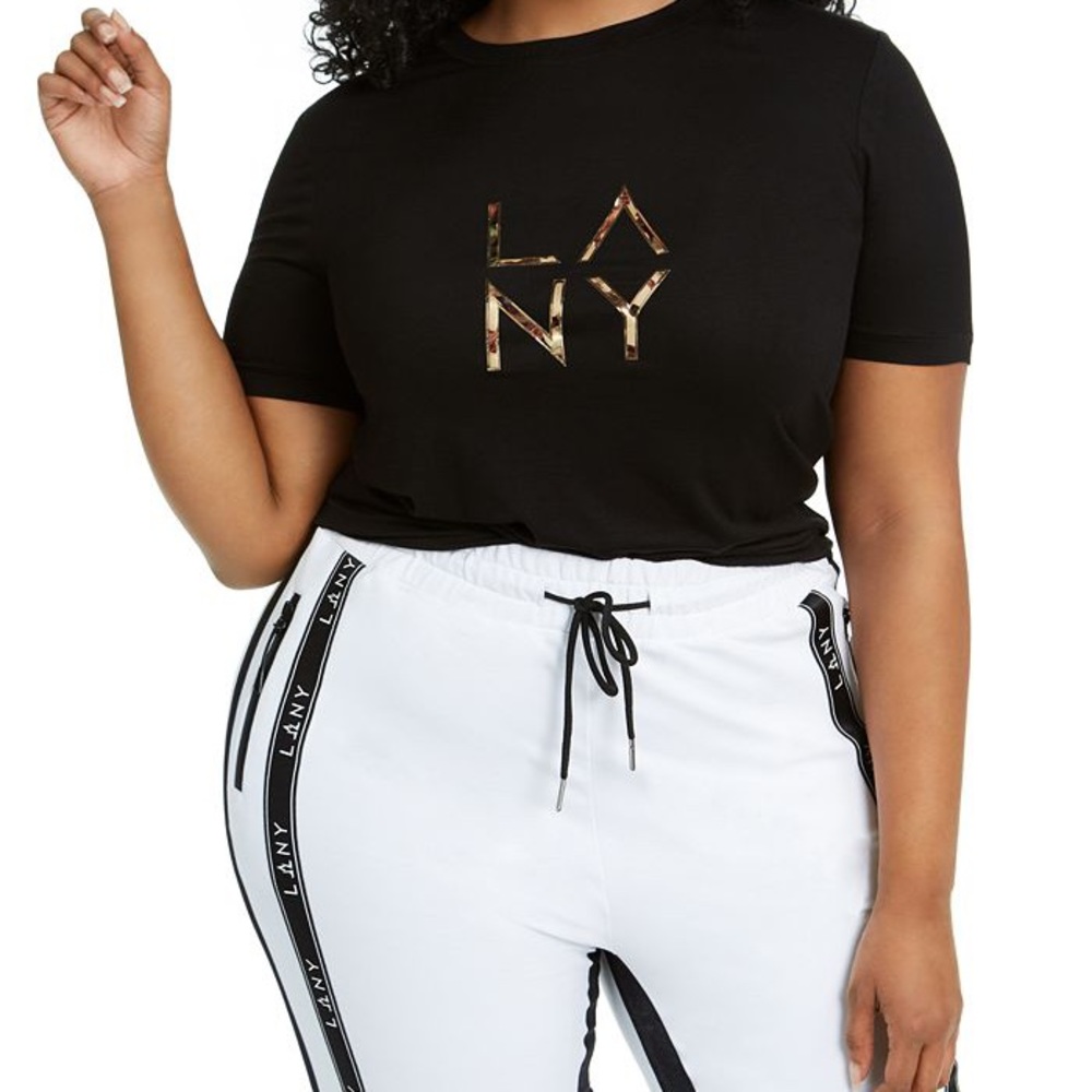 LA LA ANTHONY Dual Side-Stripe Joggers
